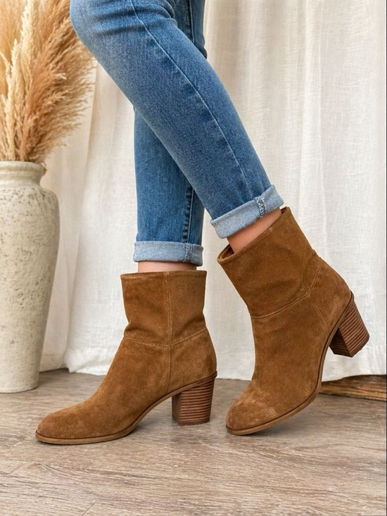 Lucky Brand Shoes - Lucky Brand Brown Suede Ankle Boots Block Heel Size 10M